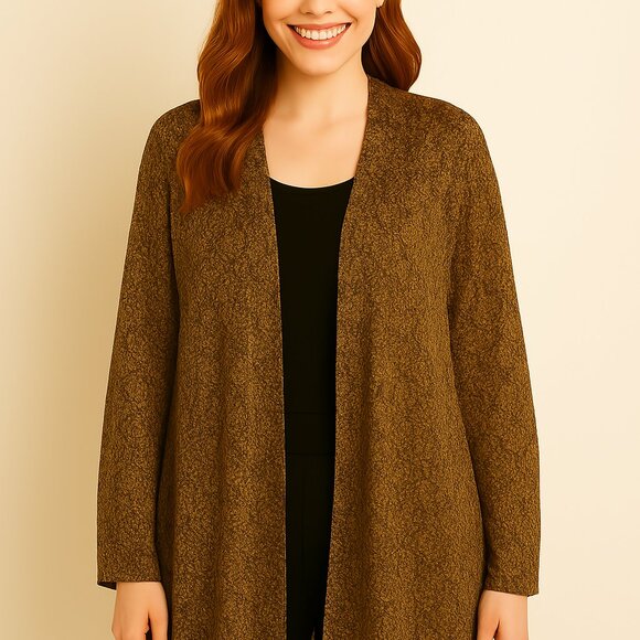 Michel Antoni Collection gold metallic knit open cardigan Size 18W - Picture 2 of 6